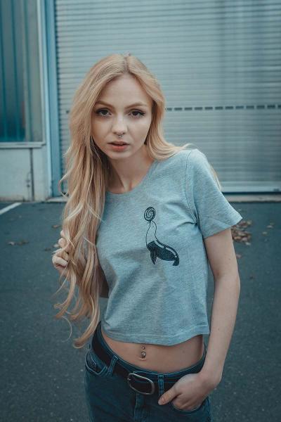 Girl - Seal Crop Shirt [heathergrey]